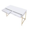 Writing Desk with 2 Storage Drawers, Gold Metal Base, and Crystal Knob - 3 of 4