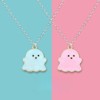 4Pcs Ghost Couple Necklace Set - Enamel Charm Chokers, Matching Memorial Gift for Best Friends - 4 of 4