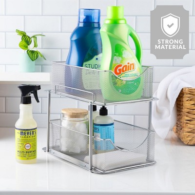 Sorbus 2 Pack 2 Tier Baskets with Mesh Sliding Drawers - Ideal Cabinet, Under the Sink, etc - Great for Bathroom, Kitchen, Office, etc. — фото 6