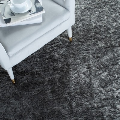 Gray 6' x 9' Hand-Tufted Shag Wool and Synthetic Rug