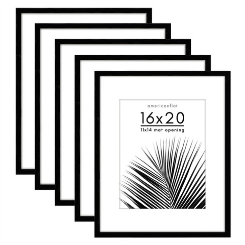 Americanflat 5 Pack Of 16x20 Frames With 11 X 14 Mat - Plexiglass Cover -  Black : Target