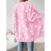 Heart Cardigan Sweater for Women Oversized Valentine Cardigan Cute Love Print Open Front Knit Sweaters Coat with Pockets - 4 of 4