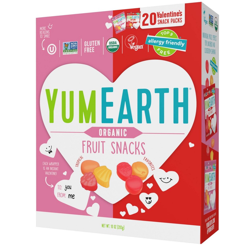 YumEarth Valentines Organic Fruit Snacks Variety Candy Box - 10oz/20ct