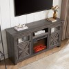 Gulches Gray TV Stand Entertainment Center Fits TVs up to 65 in with 18 Fireplace 2 Doors 2 Shelves 6 Cable Cutouts - 3 of 4