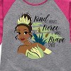 Girls' - Disney Princess - Tiana Kind Fierce Brave Shirt Tail Raglan Graphic T-shirt - 2 of 4