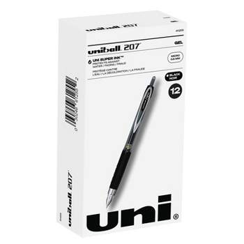 uni-ball Signo 207 Retractable Gel Pen Black Ink 0.5mm Dozen 61255
