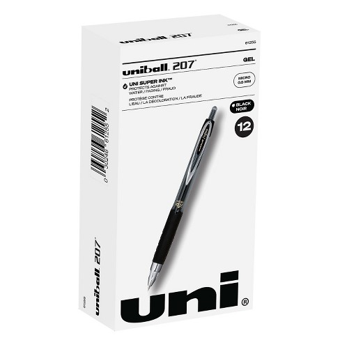 Uni-ball Signo 207 Retractable Gel Pen Black Ink 0.5mm Dozen 61255