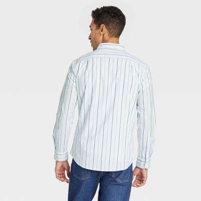 Мужские рубашки Goodfellow & Co Men's Striped Long Sleeve Button-Down Shirt - Goodfellow & Co™ Blue M: Slim Fit, Front Pocket — фото 2