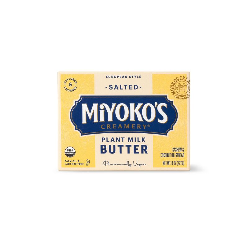 Miyoko&#39;s Creamery European Style Salted Plant Milk Vegan Butter - 8oz, 1 of 5