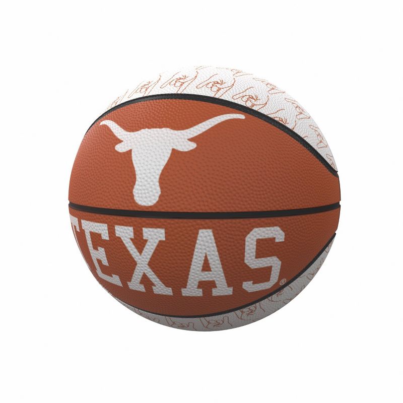 NCAA Texas Longhorns Repeating Logo Mini-Size Rubber Basketball, 1 of 2
