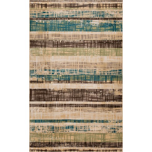 Blue Nile Mills Modern Stripe Abstract Indoor Area Rug, 5' x 8', Taupe, Gray