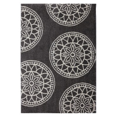 5'x7' Home Medallion Shag Area Rug Gray - Mohawk