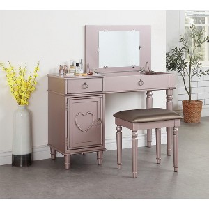 CAVINAS Vanity Desk with Mirror Dressing Table with Flip-top Mirror, Storage Drawers, Makeup Desk with Tufted Seat Stool for Apartment - 1 of 4