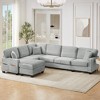 125.2" U-Shaped Sectional Sofa - Modular Corduroy Couch with Movable Ottoman & Side Storage Pockets-- Frevyn - 3 of 4