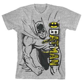 : Heather Graphic Athletic Boys Batman Tee And Character Title Stitch Target