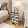 ORRD Silver 3-Drawer Mirrored Nightstand, Curved Glass Bedside Table for Bedroom or Living Room - 2 of 4