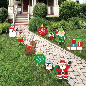 Big Dot of Happiness Very Merry Christmas - Santa, Elves, Penguins, Reindeer, Snowman, Sleigh, Ornaments -Outdoor Holiday Santa Claus Yard Decor-10 Pc - 1 of 4