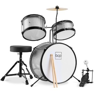 Best Choice Products Kids Beginner 3-Piece Drum, Musical Instrument Set w/ Sticks, Cushioned Stool, Drum Pedal - 1 of 4