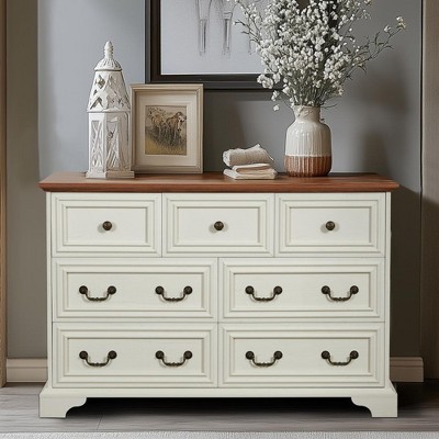 7/5-Drawer Dresser, Bedroom Dresser Rustic Chest of Drawers with Natural Texture, Vintage Storage Organizer - ModernLuxe