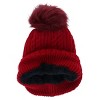 CTM Women's Knit Winter Beanie with Cuff and Synthetic Fur Pom - 2 of 4