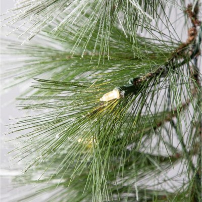 30-Inch Pre-Lit Artificial Pine Wreath with Snow and Pinecones