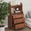 Tangkula 3-Drawer Dresser 44" Tall Wood Storage Organizer Chest w/ 2 Open Shelves Walnut - image 3 of 4