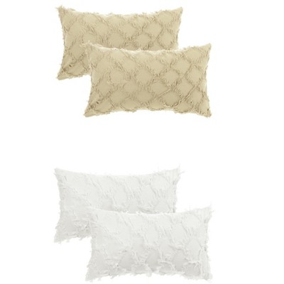 Unique Bargains Decorative Cozy Solid Color Cut Flower Checkered Throw Pillow Covers 4 Pcs