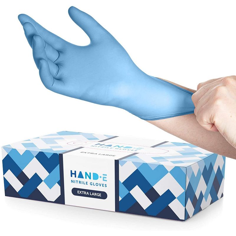Hand-E Disposable Blue Nitrile Medical Exam Gloves - Subtle Box, Perfect for Cleaning & Medical Use, 1 of 8