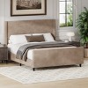 Queen/KIng Size Upholstered Platform Bed Frame with High Wingback Headboard&High Footboard, Corduroy, Cream/Taupe-ModernLuxe - 2 of 4