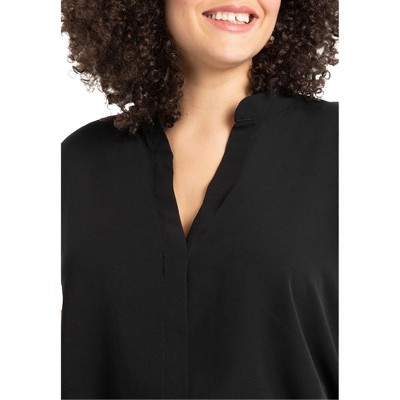 ELOQUII Women's Plus Size Notch Collar Blouse