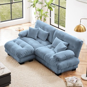 Chenille 2 Seater Modular Sectional Sofa with Ottoman, Deep Seat and Bolster Arms, 94.4" for Living Room-3irtyhousy - 1 of 4