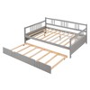 NicBex Full Size Daybed Modern Wooden Bed Frame with Twin Size Trundle and Guardrails for Bedroom, Living Room, No Box Spring Required - 3 of 4