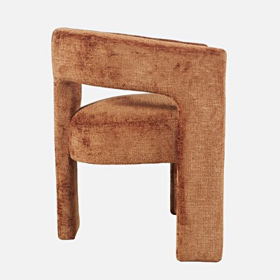 Rust Jacquard Fabric Modern Sculpted Accent Armchair