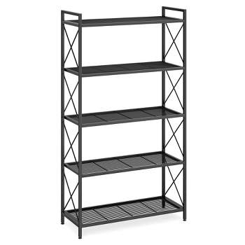 SONGMICS 5-Tier Storage Shelf Shelving Unit Heavy Duty Kitchen Storage Metal Garage Storage Organizer with x Side Frames Black