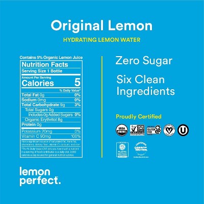 Lemon Perfect, Hydrating Organic Lemon Water, Original Lemon (12Oz Bottles) 12Pk Original Lemon 12 Fl Oz (Pack of 12)