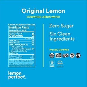 Lemon Perfect, Hydrating Organic Lemon Water, Original Lemon (12Oz Bottles) 12Pk Original Lemon 12 Fl Oz (Pack of 12) - 1 of 4