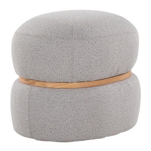 Cinch Contemporary Pouf Ottoman in Grey Fabric and Natural Wood by LumiSource - 1 of 1