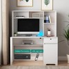 LIVAREEmlen Desk with Hutch & Bookshelf, Wood Executive Desk with Drawers,3 AC Outlets and 2 USB Charging Ports, Study Laptop Table for Home - 2 of 4