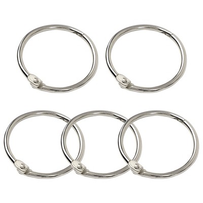 Unique Bargains Metal Loose Leaf Document Stack Key Ring Chain Ring Silver Tone 5 Pcs