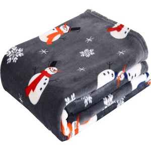 Lomsoe Christmas Snowman Blanket Holiday Printed Flannel Throw Blanket Perfect Holiday Decor Gift for Family Friends Christmas Gift. - 1 of 4