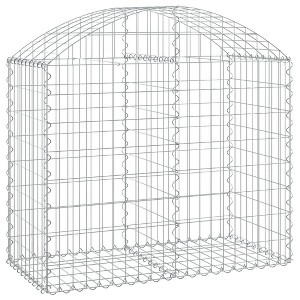 vidaXL Gabion Basket Silver Galvanized iron 39.4 x 11.8 x 15.7/23.6 in - 39.4" x 19.7" x 31.5"/39.4" - 1 of 4