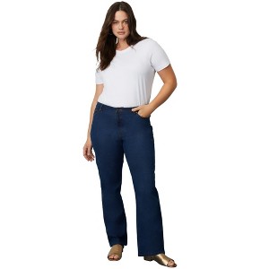 June + Vie by Roaman's Women's Plus Size Curvie Fit Boyfriend Jeans - 1 of 4