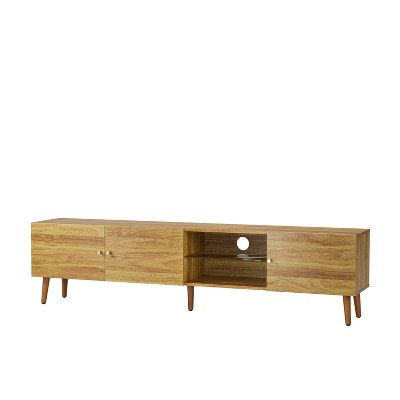 NicBex TV Stands for 70 inch TV,Modern Entertainment Center with 2 Large Cabinets,TV Console for Living Room, Bedroom, Home,Brown Oak