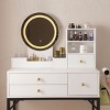 NicBex Vanity Desk with Mirror Dressing Table with Power Outlet, Drawers and Large Storage Cabinet, Makeup Table with Sturdy Iron Bracket - 3 of 4