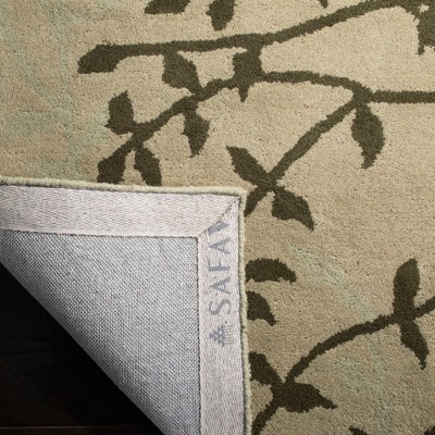 Green Floral Hand-Tufted Wool and Viscose Area Rug, 2' x 3'