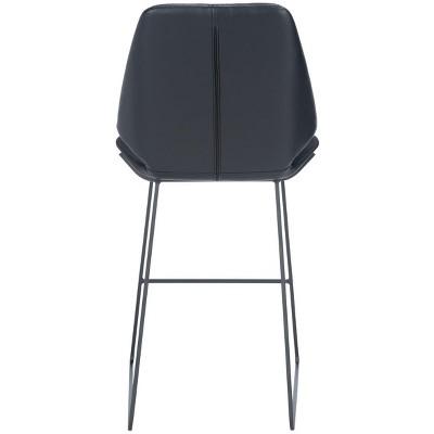 Modern Saddle Style Black Wood and Metal Counter Stool