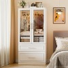 PAKASEPT 71" Armoire Wardrobe Closet with Glass Door and Drawers, edroom Closet Wardrobe Cabinet with Hanging Rod, Armoire Storage Cabinet - 2 of 4
