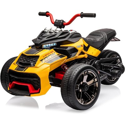 12V Kids Electric 3-Wheel Ride-On Car with Parent Remote Control, 2x55W Motors, 2 Speeds, LED Lights, Music, USB, Suspension & EVA Tires