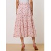 INSPIRE CHIC Women's Floral Elastic Waist Tiered Ruffle Boho Midi Skirts - 4 of 4