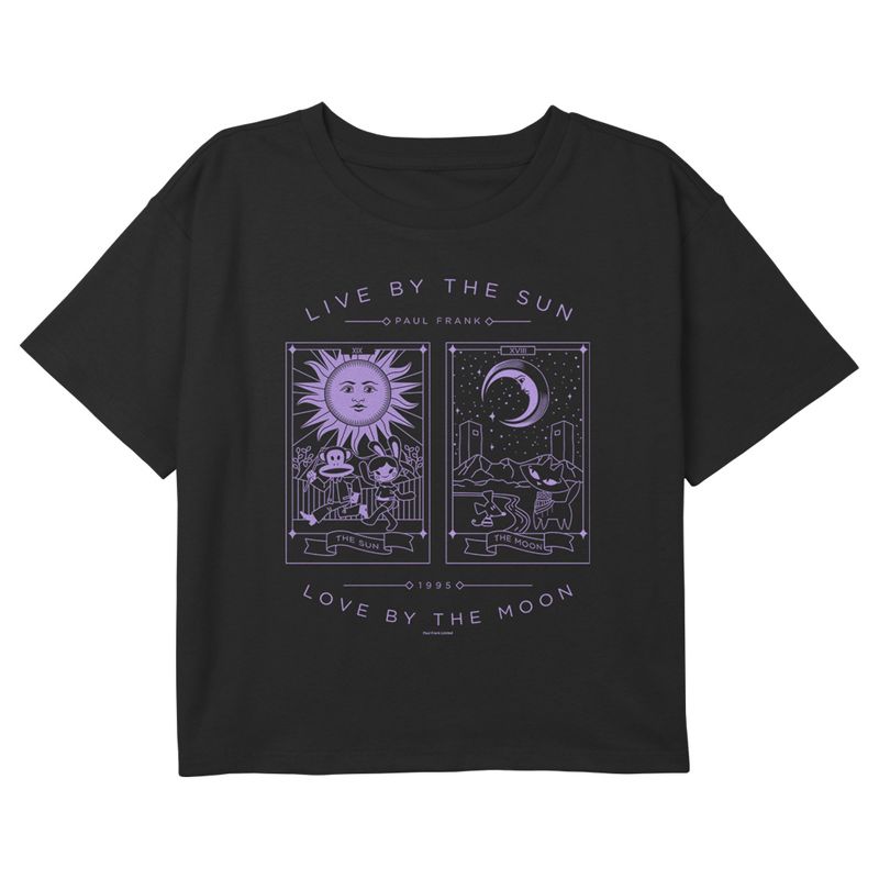 Girl's Paul Frank The Sun and the Moon Tarot Cards Crop Top T-Shirt, 1 of 4